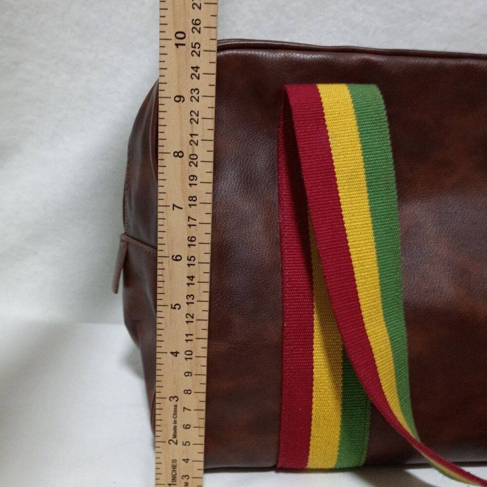 Vintage Billabong Rasta Jamaica Brown Bag Travel Purse 15 x 10 x 6 Faux Leather - Picture 6 of 10